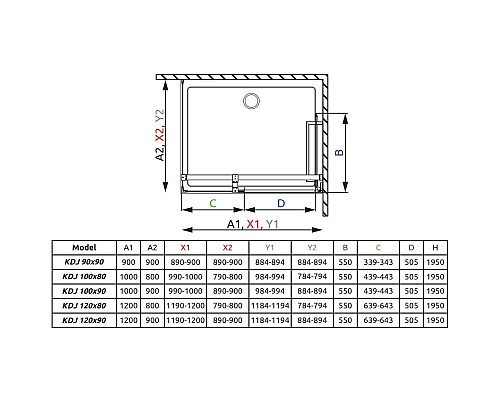 Купить Душевой уголок Radaway Carena KDJ 120 R×90 прозрачное в магазине сантехники Santeh-Crystal.ru