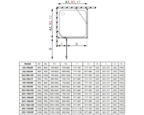 Купить Душевой уголок Radaway Almatea KDJ 100 L×75 прозрачное в магазине сантехники Santeh-Crystal.ru