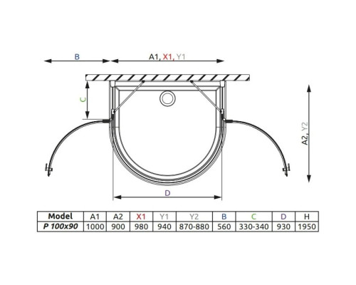 Приобрести Душевой уголок Radaway Almatea P 100×90 графитовое в магазине сантехники Santeh-Crystal.ru