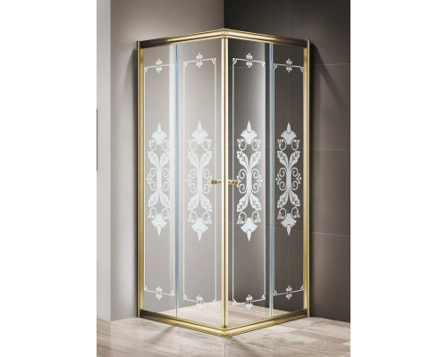 Заказать Душевой уголок 90х90 см Cezares GIUBILEO-A-2-90-SCORREVOLE-CP-G прозрачное c матовым узором в магазине сантехники Santeh-Crystal.ru