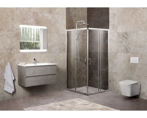 Купить Душевой уголок 85-100х85-100 см BelBagno UNIQUE-A-2-85/100-P-Cr текстурное стекло в магазине сантехники Santeh-Crystal.ru