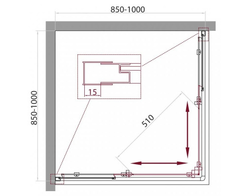 Купить Душевой уголок 85-100х85-100 см BelBagno UNIQUE-A-2-85/100-P-Cr текстурное стекло в магазине сантехники Santeh-Crystal.ru