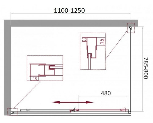 Купить Душевой уголок 110-125x80 см BelBagno UNIQUE-AH-1-110/125-80-P-Cr текстурное стекло в магазине сантехники Santeh-Crystal.ru