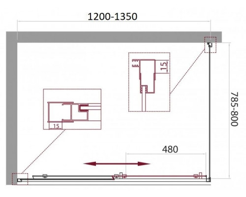 Купить Душевой уголок 120-135x80 см BelBagno UNIQUE-AH-1-120/135-80-P-Cr текстурное стекло в магазине сантехники Santeh-Crystal.ru
