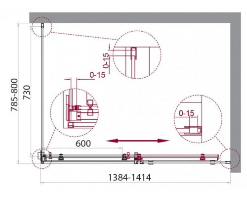 Купить Душевой уголок 140x80 см BelBagno ACQUA-AH-1-140/80-C-Cr прозрачное в магазине сантехники Santeh-Crystal.ru
