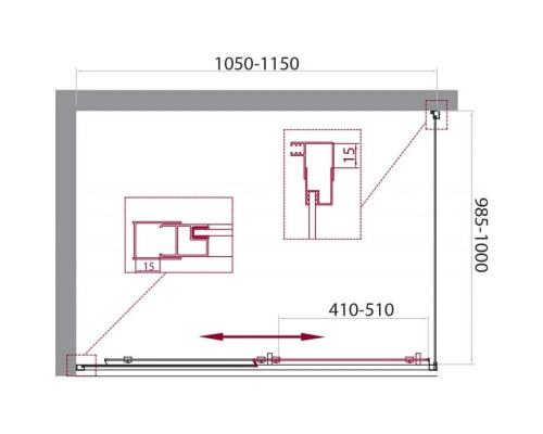 Заказать Душевой уголок 100-115x100 см BelBagno UNIQUE-AH-1-100/115-100-M-Cr матовое в магазине сантехники Santeh-Crystal.ru