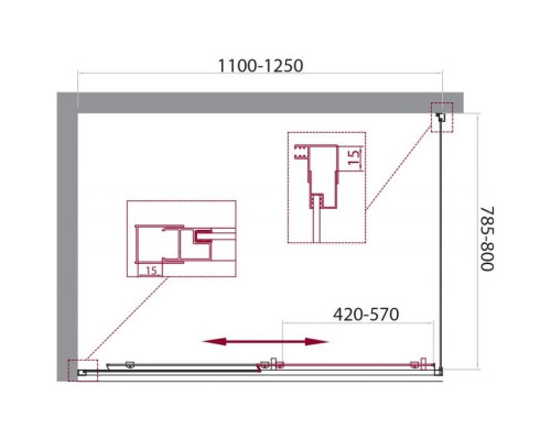 Купить Душевой уголок 110-125x80 см BelBagno UNIQUE-AH-1-110/125-80-M-Cr матовое в магазине сантехники Santeh-Crystal.ru