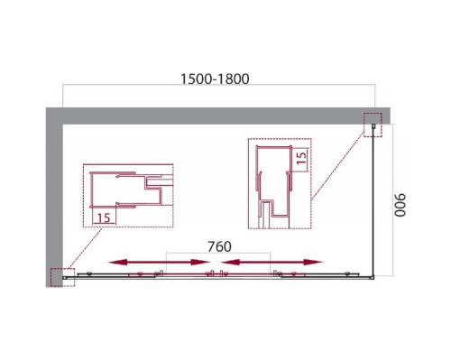 Заказать Душевой уголок 150-180x90 см BelBagno UNIQUE-AH-21-150/180-90-M-Cr матовое в магазине сантехники Santeh-Crystal.ru