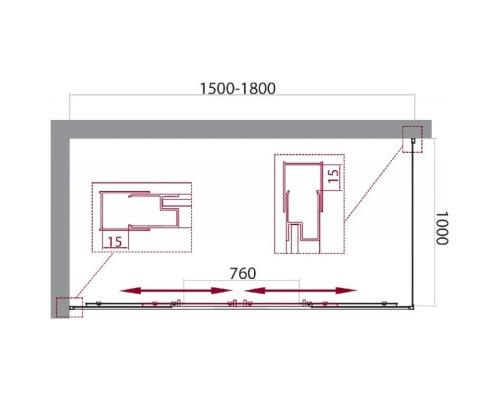 Купить Душевой уголок 150-180x100 см BelBagno UNIQUE-AH-21-150/180-100-M-Cr матовое в магазине сантехники Santeh-Crystal.ru
