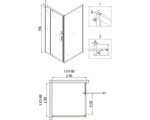 Заказать Душевой уголок 88х88х190 см Niagara NG-6801-08BLACK прозрачное в магазине сантехники Santeh-Crystal.ru