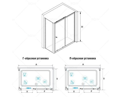 Заказать Душевой уголок 140х90 см RGW CL-45 (CL-12+Z-050-1) Classic 04094549-011 прозрачное в магазине сантехники Santeh-Crystal.ru