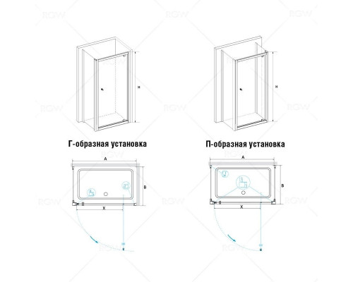 Приобрести Душевой уголок 90х90 см RGW PA-35 (PA-05+Z-050-1) Passage 04083599-011 прозрачное в магазине сантехники Santeh-Crystal.ru