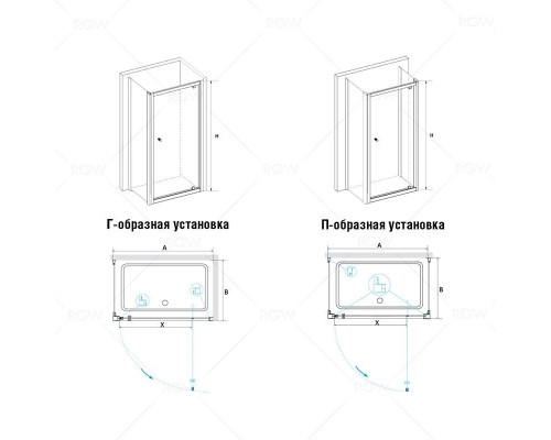Купить Душевой уголок 80х90 см RGW PA-43 (PA-03+Z-050-1) Passage 04084389-011 прозрачное в магазине сантехники Santeh-Crystal.ru