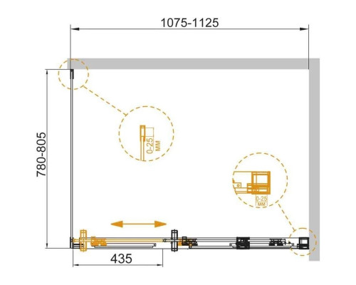 Купить Душевой уголок 110х80 см Cezares DUET SOFT-AH-1-110/80-C-Cr прозрачное в магазине сантехники Santeh-Crystal.ru