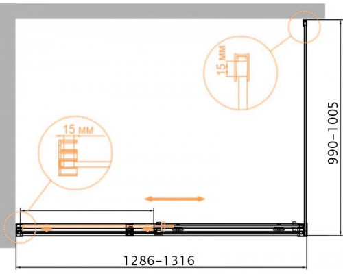 Купить Душевой уголок 130х100 см Cezares DUET SOFT-M-AH-1-130/100-C-Cr прозрачное в магазине сантехники Santeh-Crystal.ru