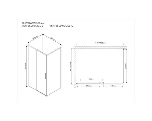 Заказать Душевой уголок 119х89 см Vincea Slim VSR-2SL9012CL-L прозрачное в магазине сантехники Santeh-Crystal.ru
