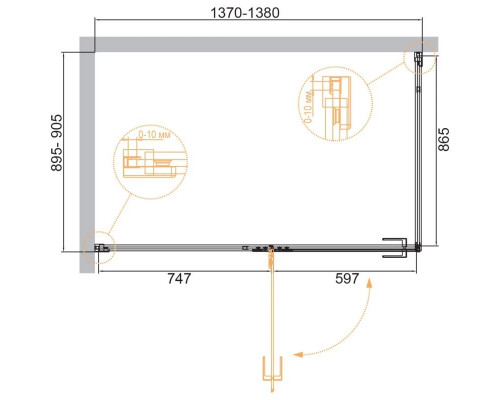 Заказать Душевой уголок 138х90 см Cezares BELLAGIO-AH-1-140/90-C-NERO прозрачное в магазине сантехники Santeh-Crystal.ru