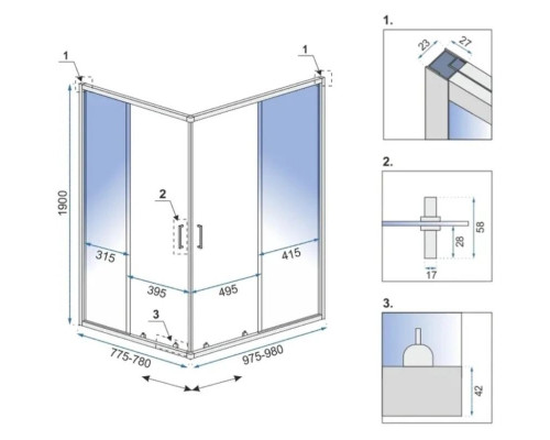 Приобрести Душевой уголок 98х78 см Rea Punto REA-K4806 прозрачное в магазине сантехники Santeh-Crystal.ru