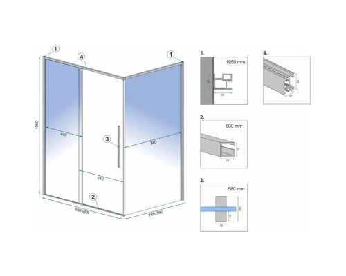 Купить Душевой уголок 98,5х79 см Rea Solar REA-K4901 прозрачное в магазине сантехники Santeh-Crystal.ru