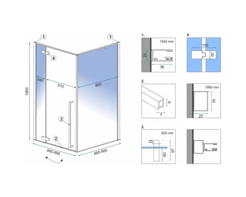Заказать Душевой уголок 89,5х90 см Rea Fargo REA-K6318 прозрачное в магазине сантехники Santeh-Crystal.ru