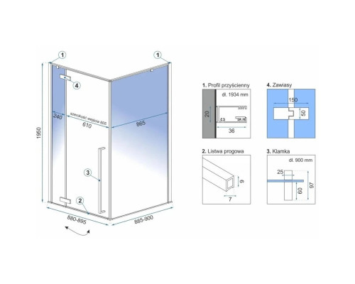 Приобрести Душевой уголок 89,5х90 см Rea Fargo REA-K4903 прозрачное в магазине сантехники Santeh-Crystal.ru