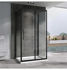 Душевой уголок 160х75 см Abber Schwarzer Diamant AG30160BH-S75B-S75B прозрачное
