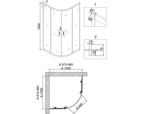 Заказать Душевой уголок 100х100 см Niagara NG-6407-08GOLD прозрачное в магазине сантехники Santeh-Crystal.ru