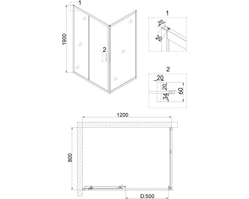 Приобрести Душевой уголок 120х80 см Niagara NG-42-12AG-A80G прозрачное в магазине сантехники Santeh-Crystal.ru
