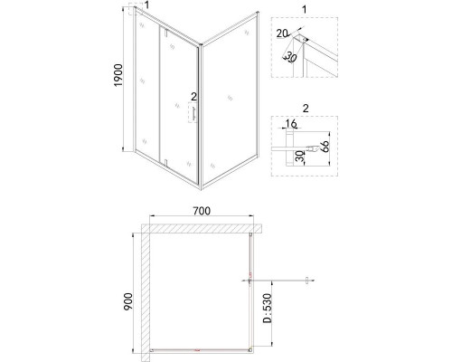 Заказать Душевой уголок 90х70 см Niagara NG-43-9AG-A70G прозрачное в магазине сантехники Santeh-Crystal.ru