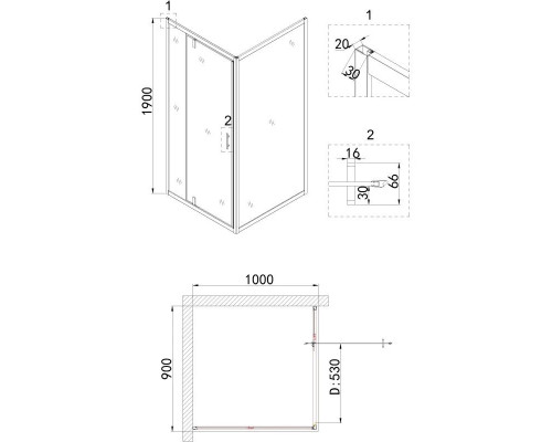 Приобрести Душевой уголок 90х100 см Niagara NG-43-9AG-A100G прозрачное в магазине сантехники Santeh-Crystal.ru
