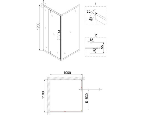 Купить Душевой уголок 110х100 см Niagara NG-43-11AG-A100G прозрачное в магазине сантехники Santeh-Crystal.ru