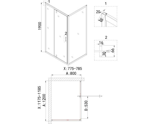 Заказать Душевой уголок 120х80 см Niagara NG-43-12AG-A80G прозрачное в магазине сантехники Santeh-Crystal.ru