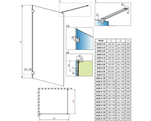 Приобрести Неподвижная перегородка Radaway Essenza Pro White Walk-in 135 прозрачное в магазине сантехники Santeh-Crystal.ru