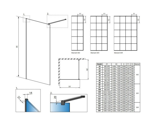 Приобрести Неподвижная перегородка Radaway Modo New Black II Factory 70 прозрачное в магазине сантехники Santeh-Crystal.ru
