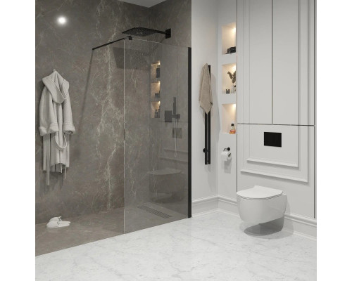 Купить Неподвижная перегородка 90 см Niagara NG-683-90BLACK прозрачное в магазине сантехники Santeh-Crystal.ru