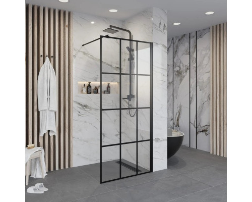 Купить Неподвижная перегородка 90 см Niagara NG-685-90BLACK прозрачное в магазине сантехники Santeh-Crystal.ru