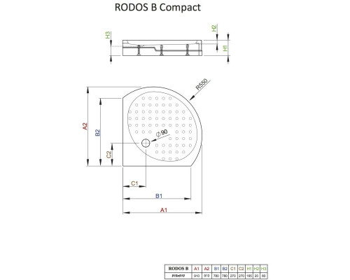 Приобрести Акриловый поддон 91x91 см Radaway Rodos B Compact 4D99155-03 в магазине сантехники Santeh-Crystal.ru