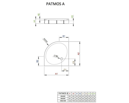 Купить Акриловый поддон 90x90 см Radaway Patmos A 4S99155-03 в магазине сантехники Santeh-Crystal.ru