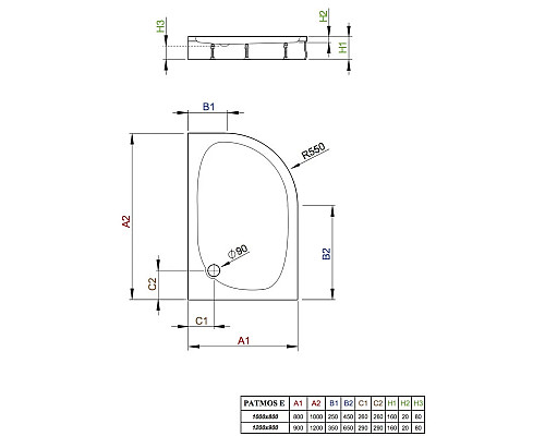Заказать Акриловый поддон 120x90 см Radaway Patmos E 4P91217-03L в магазине сантехники Santeh-Crystal.ru