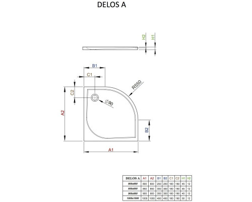 Приобрести Акриловый поддон 80x80 см Radaway Delos A SDA0808-01 в магазине сантехники Santeh-Crystal.ru