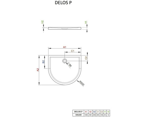 Заказать Акриловый поддон 100x90 см Radaway Delos P 4Z19035-03N в магазине сантехники Santeh-Crystal.ru
