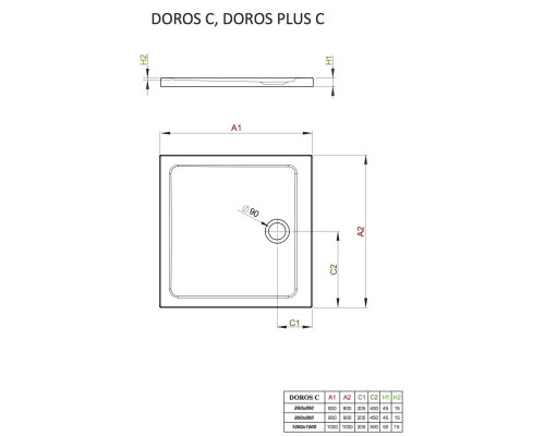 Купить Акриловый поддон 80x80 см Radaway Doros Plus C SDRPC8080-01 в магазине сантехники Santeh-Crystal.ru