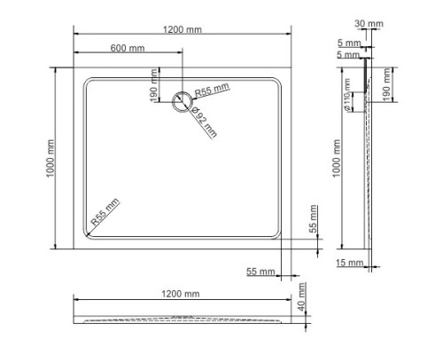Купить Поддон из литого мрамора 120x100 см WasserKRAFT Berkel 48T10 в магазине сантехники Santeh-Crystal.ru
