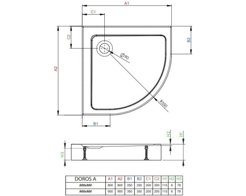 Приобрести Акриловый поддон 80x80 см Radaway Doros A Compact SDRA8080-05 в магазине сантехники Santeh-Crystal.ru