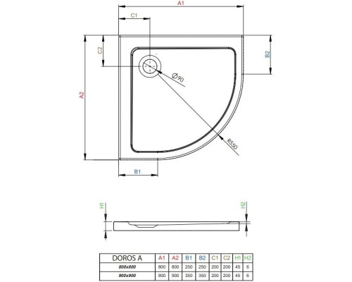 Приобрести Акриловый поддон 90x90 см Radaway Doros A Stone White SDRA9090-01-04S в магазине сантехники Santeh-Crystal.ru