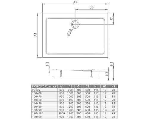 Santeh-Crystal.ru: Акриловый поддон 120x80 см Radaway Doros D Compact Stone Anthracite SDRD1210-05-64S Приобрести Акриловый поддон 120x80 см Radaway Doros D Compact Stone Anthracite SDRD1210-05-64S в магазине сантехники Santeh-Crystal.ru