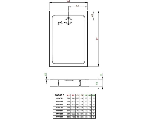 Купить Акриловый поддон 100x70 см Radaway Doros F Compact Stone Anthracite SDRFP1070-05-64S в магазине сантехники Santeh-Crystal.ru