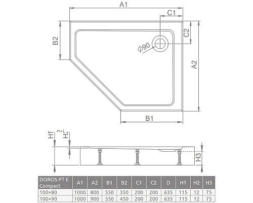 Santeh-Crystal.ru: Акриловый поддон 100x90 см Radaway Doros PT E Compact SDRPTP1090-05R Заказать Акриловый поддон 100x90 см Radaway Doros PT E Compact SDRPTP1090-05R в магазине сантехники Santeh-Crystal.ru