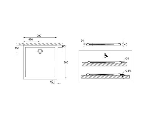 Заказать Керамический поддон 90х90 см Jacob Delafon Kyreo ENC90-00 в магазине сантехники Santeh-Crystal.ru