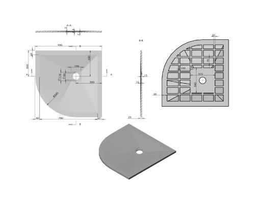 Заказать Душевой поддон из литого мрамора 90х90 см Vincea VST-4SQ9090G в магазине сантехники Santeh-Crystal.ru